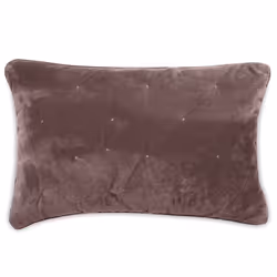 Housse de coussin 40x60 GIPSY velours piquage points brodés gris Bison