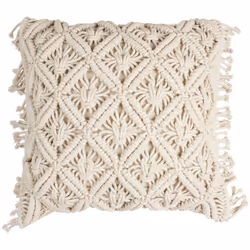 Coussin BOHEME macrame 40x40cm Apportez un peu plus de chaleur dans votre salon avec ce joli coussin beige macramé ! Dans un  ...