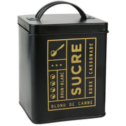 Linnea - Boite de rangement 15L en métal motif sucre collection black mat noire
