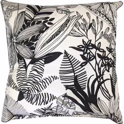 Taie d'oreiller 65x65 cm percale de coton ALBA beige/noir Transformez votre chambre à coucher en un jardin luxuriant avec not ...