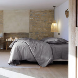 Parure de lit uni percale de coton MANOIR Taie 65x65 cm 140x200 cm