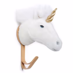 Porte manteau mural en acrylique 24 x 9 cm licorne blanche collection SOFT ANIMAL