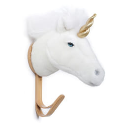 Porte manteau mural en acrylique 24 x 9 cm licorne blanche collection SOFT ANIMAL