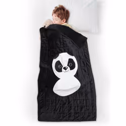 Coussin plaid 100% polyester 110x150 cm collection ANIMAUX panda noir et blanc Plongez dans le monde ludique et douillet de l ...