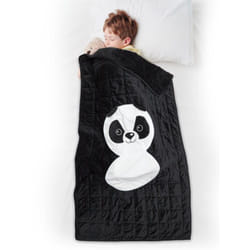 Linnea - Coussin plaid 100% polyester 110x150 cm collection animaux panda noir et blanc