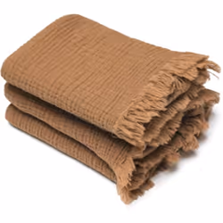 Drap de douche 70x130 cm et serviette 50x90 cm KEA mousseline de coton marron cognac Plongez dans le luxe ultime de la collec ...