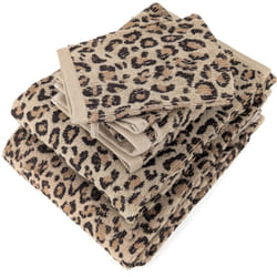 Linnea - Parure de bain pur coton 5 pièces collection leopard beige léopard