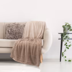 Plaid XXL en polyester 150x200 cm OURAL nid d'abeille dégradé de beige Explorez la sophistication et le confort ultime avec l ...