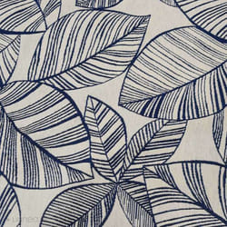Tissu motif feuille coton jacquard MALIA bleu indigo