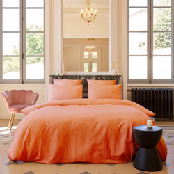 Parure de lit 240x260 cm coton POPPY orange terrasienna 3 pièces Faites le choix d'un style épuré et léger avec la collection ...