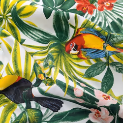 Tissu demi natte EXOTIQUE pur coton motifs tropical multicolore