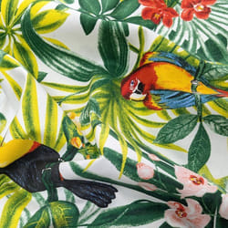 Tissu demi natte EXOTIQUE pur coton motifs tropical multicolore