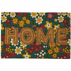 Paillasson en fibre de coco 40x60 cm collection JOYE modèle "Home" motif floral multicolore Transformez votre entrée avec not ...
