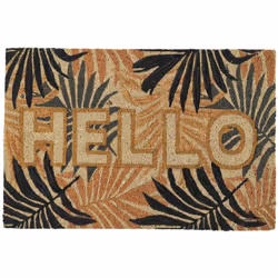 Paillasson en fibre de coco 40x60 cm collection JOYE modèle "Hello" motif tropical marron Transformez votre entrée avec notre ...