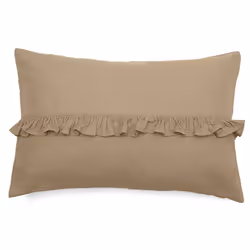 Housse de coussin en mousseline de coton volant central 40x60 cm cm ELZA marron camel