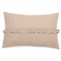Housse de coussin en mousseline de coton volant central 40x60 cm cm ELZA beige ficelle