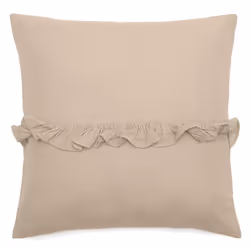Housse de coussin en mousseline de coton volant central 45x45 cm cm ELZA beige ficelle