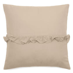 Housse de coussin en mousseline de coton volant central 45x45 cm cm ELZA beige ficelle