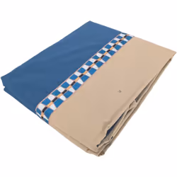 Drap plat 240x310 cm en percale de coton LINOA bleu cobalt Ambiance moderne avec cette parure de lit avec galon à motifs géom ...