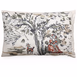 Housse de coussin pur coton 40x60 cm MILADY vert lichen motif paysage Collection Milady – Une touche d'élégance classique Lai ...