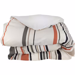 Housse de couette 280x240 cm 100% coton HUGO beige/corail Ambiance moderne avec cette parure de lit à motif rayé. La collecti ...