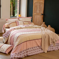 Parure de lit 100% coton inouk rose/beige Taie 50x70 cm 140x200 cm
