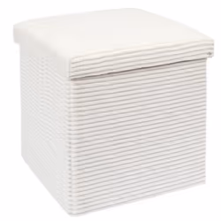 Coffre pouf pliable côtelé 38x38x38 cm collection VICTOR beige