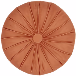 Coussin rond en polyester 40x40 cm collection INAYA rouge ocre La collection INAYA présente un coussin rond de 40x40 cm, conç ...