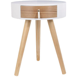 Table de chevet à 3 pieds avec 1 tiroir en bois AURORA blanc