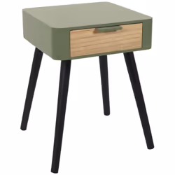 Table de chevet 1 tiroir en bois collection SHIREL vert kaki Apportez une touche de modernité à votre chambre à coucher avec ...