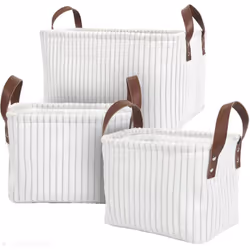 Lot de 3 paniers de rangement en velours côtelés VELVETY blanc Apportez une touche de douceur et d'élégance à votre intérieur ...