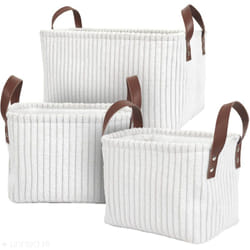 Lot de 3 paniers de rangement en velours côtelés velvety blanc