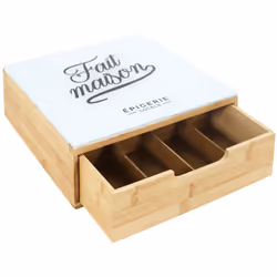 Porte capsule en bois et verre 30x30 cm BROOKLYN marron et blanc Alliant style et praticité, ce porte-capsules avec tiroir en ...