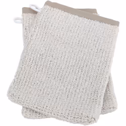 Lot de 2 gants de toilette 16x21 cm FOLIUM coton 520g/m2 beige motif feuillage Plongez dans un univers de confort et de douce ...