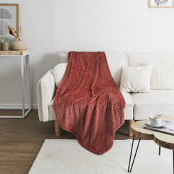 Linnea - Plaid flanelle julia 150x200 cm motif végétation rouge terracotta