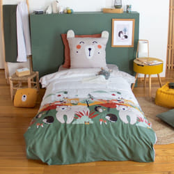 Linnea - Parure de lit enfant forest 140x200 cm en microfibre beige 2 pièces