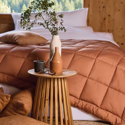 Edredon polyester 140x160 cm LAZY orange ocre L'édredon LAZY allie confort et style, conçu en 100% polyester microfibre pour ...