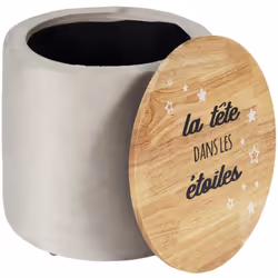 Coffre pouf enfant 30x33x50 cm LA TÊTE DANS LES ETOILES gris clair Plongez dans un univers doux et fonctionnel avec ce pouf d ...