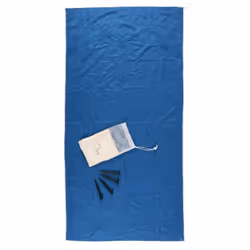 Drap de plage 70x140 cm en microfibre avec ses piquets et son sac PLAYA modèle "Vamos a la playa" bleu Plongez dans l'été ave ...