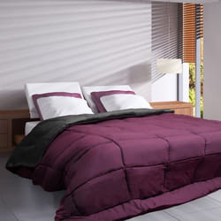Couette hiver 200x200 cm COCOON BICOLORE Prune/Gris garnissage fibre polyester 400g/m2