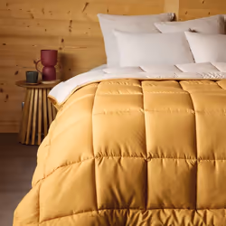 Couette hiver 160x220 cm COCOON BICOLORE Jaune miel/Galet garnissage fibre polyester 400g/m2
