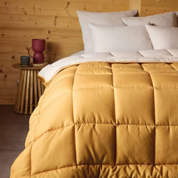 Couette hiver 160x220 cm COCOON BICOLORE Jaune miel/Galet garnissage fibre polyester 400g/m2