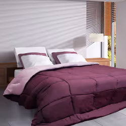 Couette hiver 200x200 cm COCOON BICOLORE Prune/Parme garnissage fibre polyester 400g/m2