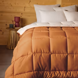 Couette hiver 200x200 cm COCOON BICOLORE Marron Ocre/Galet garnissage fibre polyester 400g/m2
