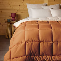 Couette hiver 200x200 cm COCOON BICOLORE Marron Ocre/Galet garnissage fibre polyester 400g/m2