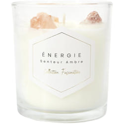 Bougie parfumée avec pierres 35h fascination à la cire de paraffine senteur ambre