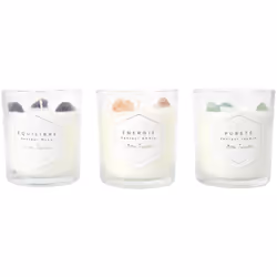 Lot de 3 bougies parfumées avec pierres 35h FASCINATION à la cire de paraffine Surprenez-la avec cette bougie issue de la col ...