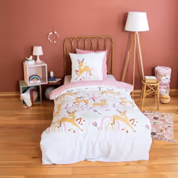 Parure de lit enfant microfibre 140x200 cm BAMBINA rose blanc 2 pièces Offrez à votre enfant un cocon de douceur avec la paru ...
