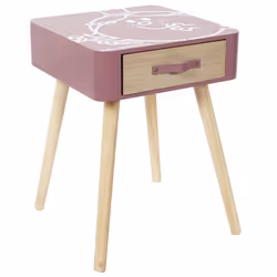 Table de chevet 1 tiroir en bois collection MADAME PRINCESSE rose