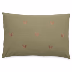 Housse de coussin 50% lin 50% coton 40x60 cm LEONIE vert mousse broderie feuilles